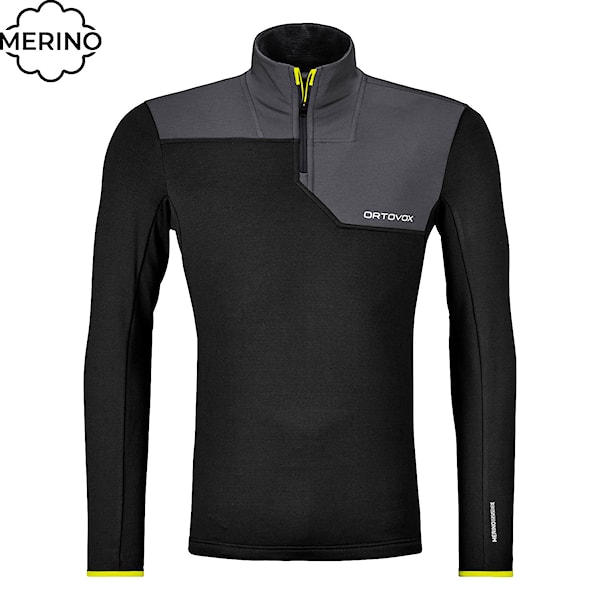 Technická mikina ORTOVOX Fleece Light Zip Neck black raven 2026