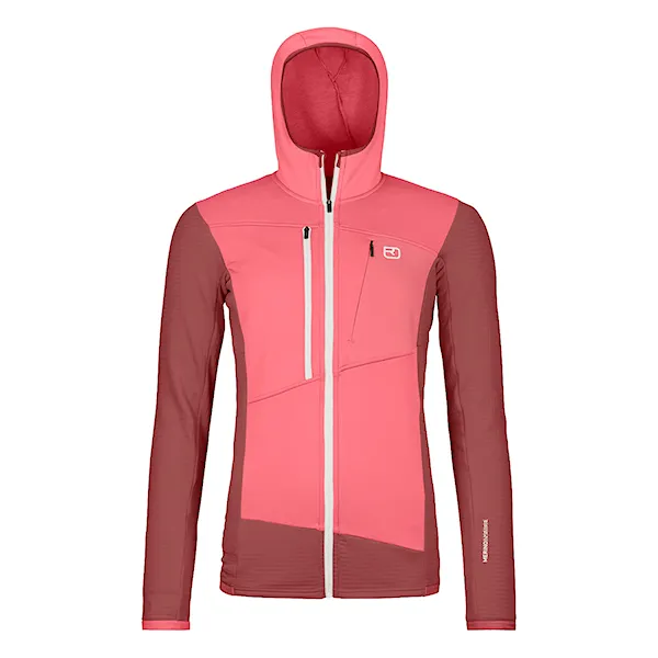 Technical Hoodie ORTOVOX Wms Fleece Grid Hoody mountain rose 2025