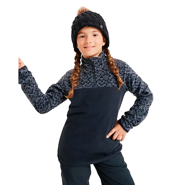 Technical Hoodie Roxy Whitecamp Half Zip Girl true black roxygram tonal 2025
