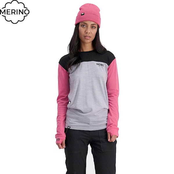 Tričko Mons Royale Wms Yotei Bf Tech Ls pink/black 2023