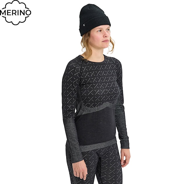 Tričko Burton Wms [ak] Slokar Merino Crew true black/grey cloud 2026