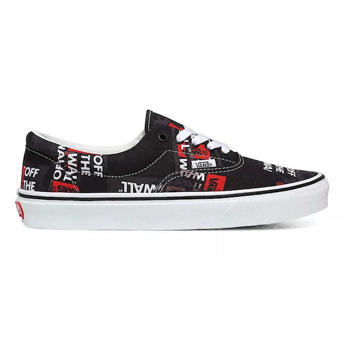 black and red low top vans