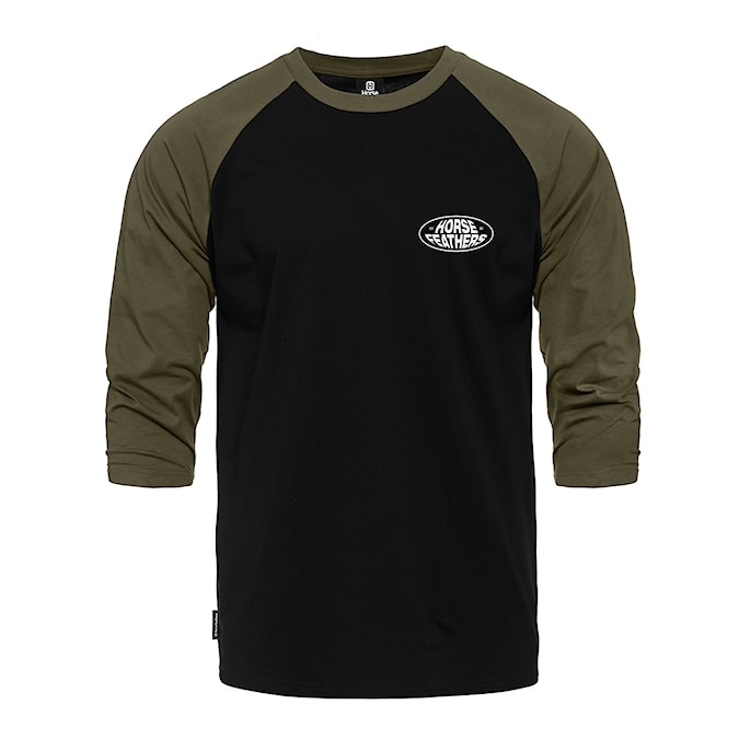 Tričko Horsefeathers Dynamo Raglan black/burnt olive 2025