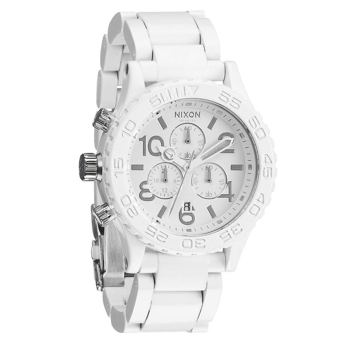 Watch Nixon 42-20 Chrono all white/silver | Snowboard Zezula