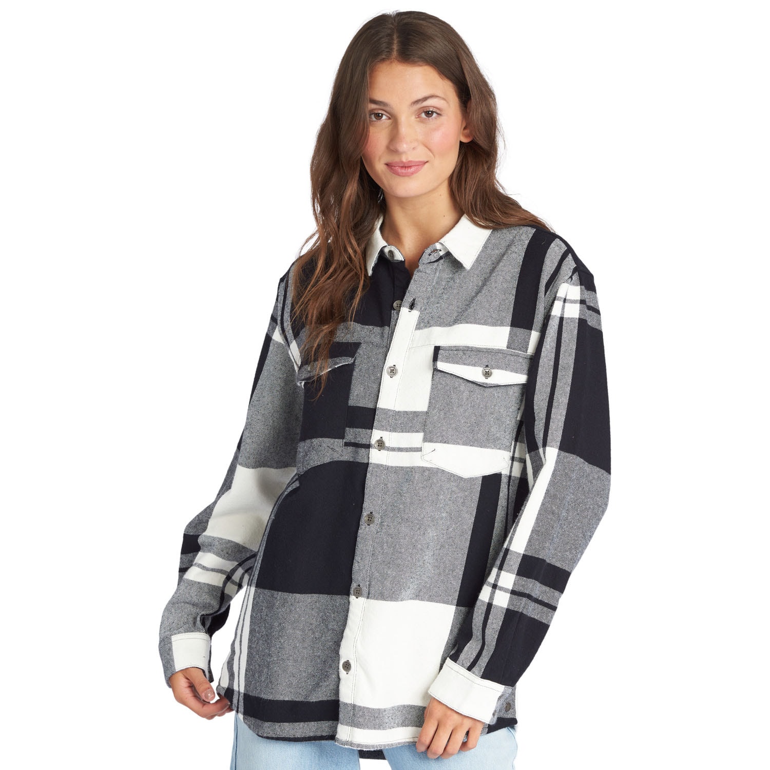 Roxy Let It Go Flannel anthracite checkin in M 22