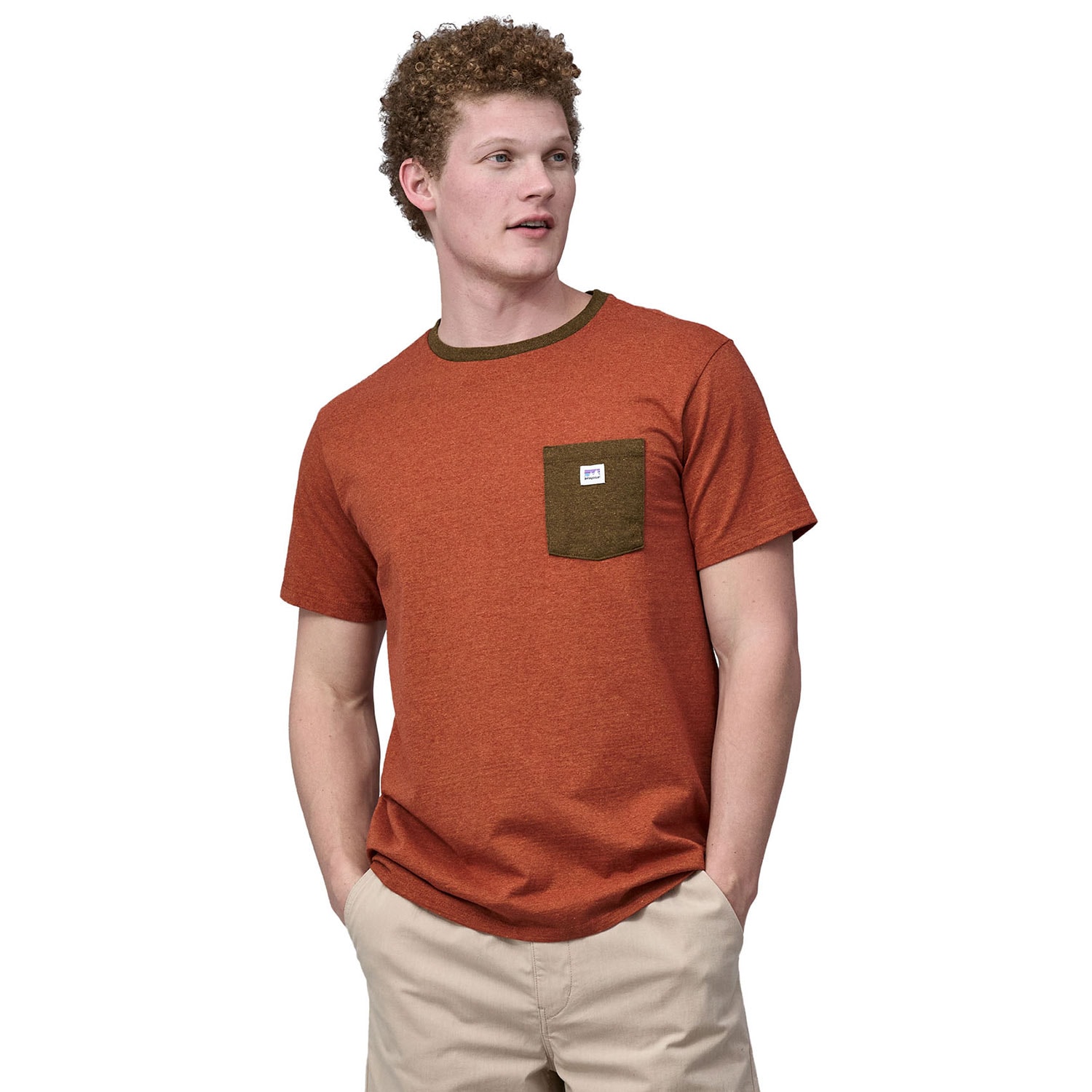 T shirt Patagonia Shop Sticker Pocket Responsibili Tee henna brown Snowboard Zezula