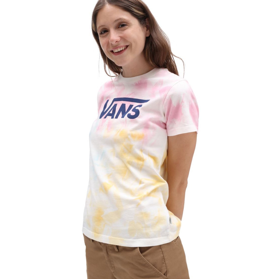 Vans Wms Logo Wash Crew cradle pink tie dye L 22