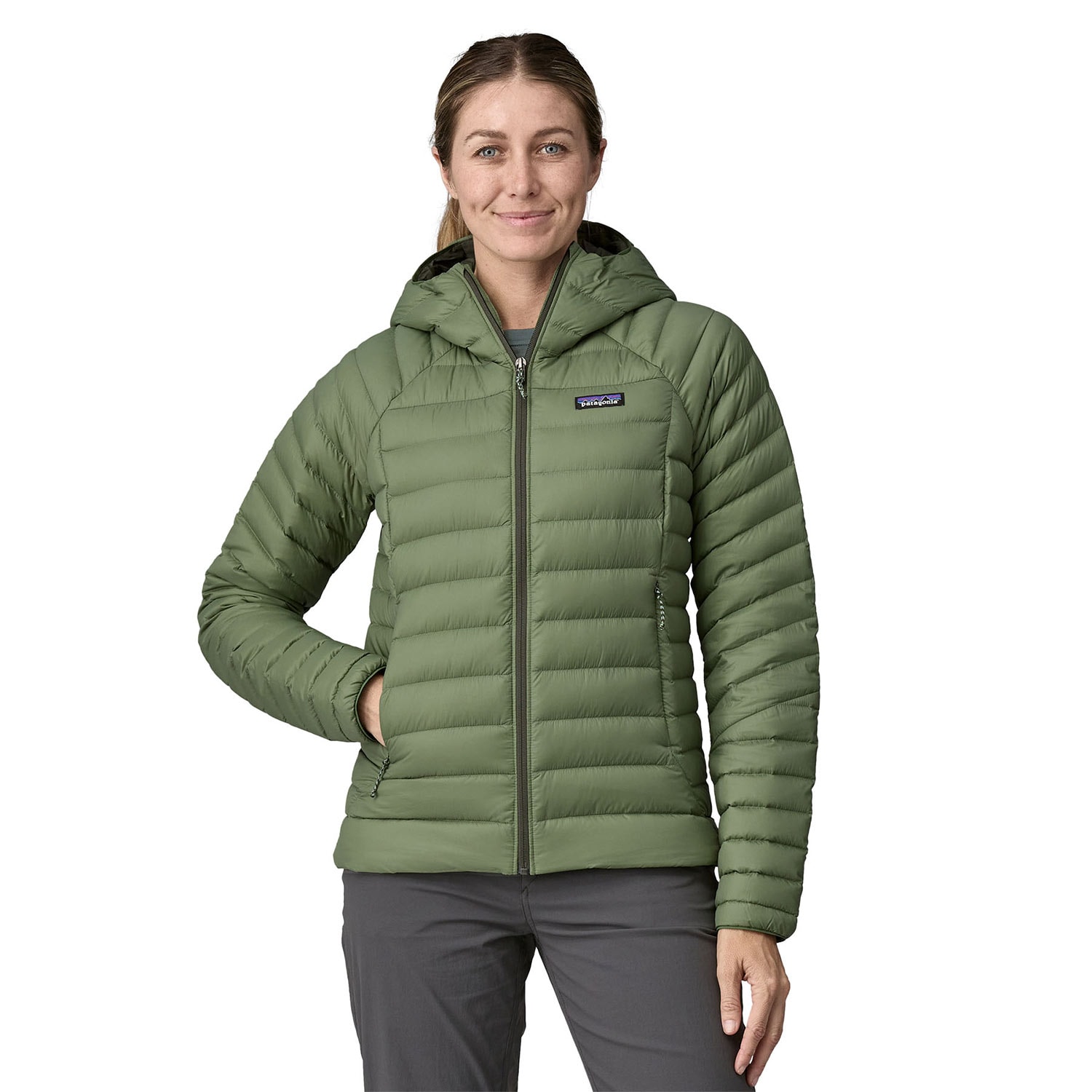 Winter Jacket Patagonia W s Down Sweater Hoody terrain green Snowboard Zezula